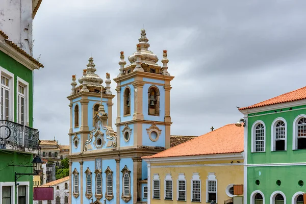 Fachadas Coloridas Igrejas Casas Históricas Bairro Pelourinho Salvador Bahia — Fotografia de Stock