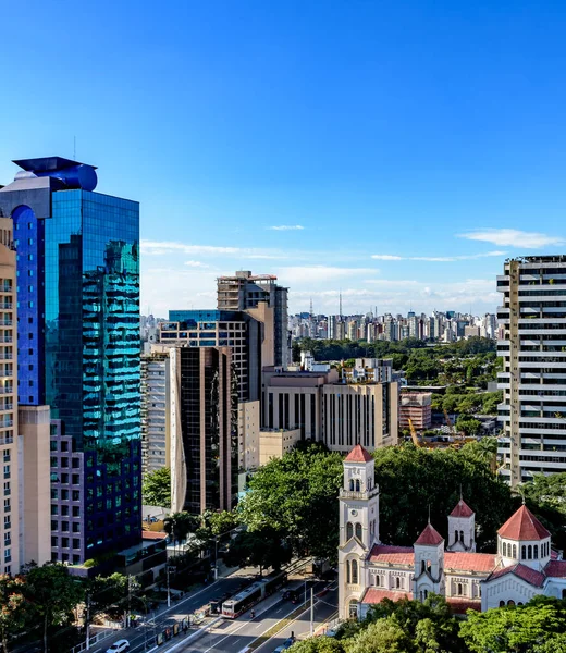 View Modern City Sao Paulo Its Buildings Forming Wall Buildings — Stock Photo, Image