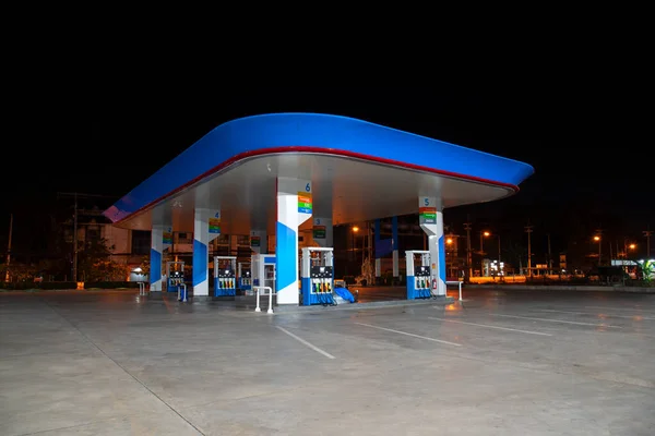 Gasolinera Por Noche Carretera Alta Carretera Durante Noche — Foto de Stock