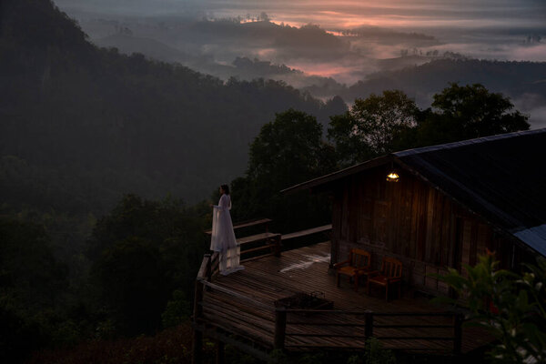 Cabins, shelters and stars at morning, Baan JABO Mae Hong Son, Baan JABO one of the most amazing Mist in Thailand