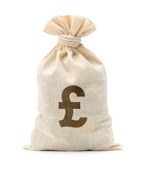Bolsa de dinero y símbolo de la libra británica. aislado sobre fondo blanco —  Fotos de Stock