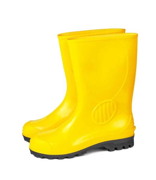 Bottes en caoutchouc jaune isolées sur fond blanc — Photo