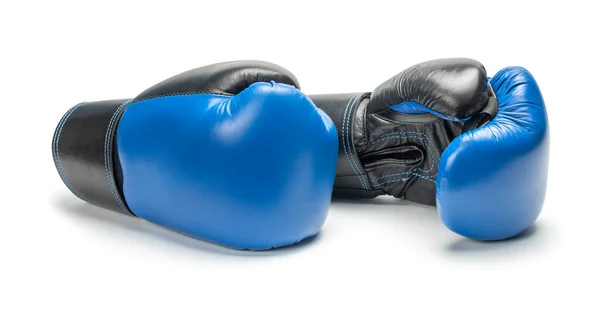 Pair of blue boxing gloves isolated on white background — Stock Photo, Image