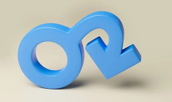 Impotenz, Sex-Problem für Männer. Männliches Geschlechtssymbol mit baumelndem Pfeil. 3D-Darstellung — Stockfoto