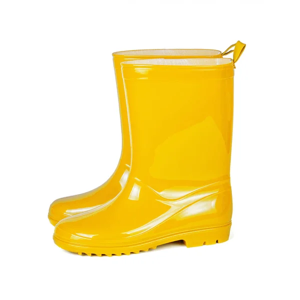 Bottes en caoutchouc jaune isolées sur fond blanc — Photo