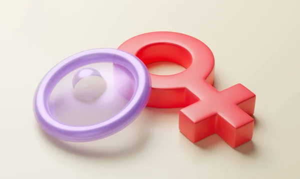 Korunmak Için Seks Prezervatifi Güvenli Seks Prezervatif Kadın Cinsiyet Sembolü — Stok fotoğraf