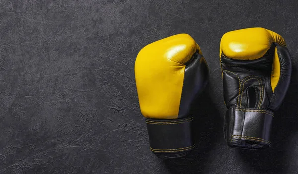 Yellow Boxing Gloves Black Background Royalty Free Εικόνες Αρχείου