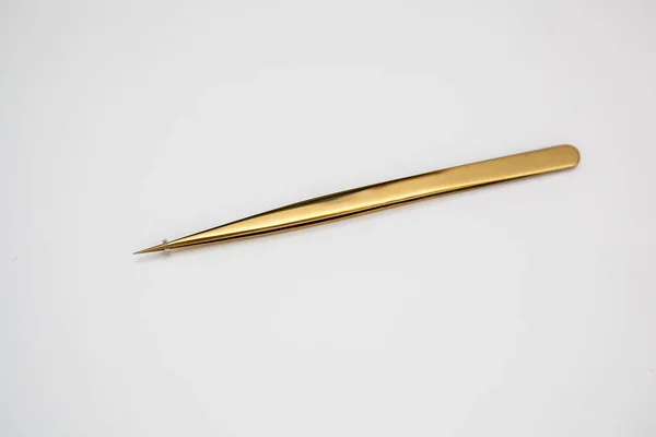 Herramientas Para Extensiones Pestañas Diseño Cejas Pinzas Cosméticas Color Oro — Foto de Stock