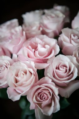 Pahalı bir bukette pembe gül tomurcukları