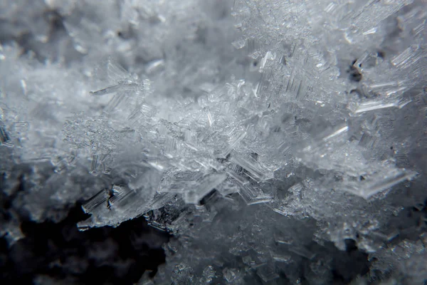 Macro Shot Crystalline Texture Ice Cold Shades Ice Outgrowth Frost — Stock Photo, Image