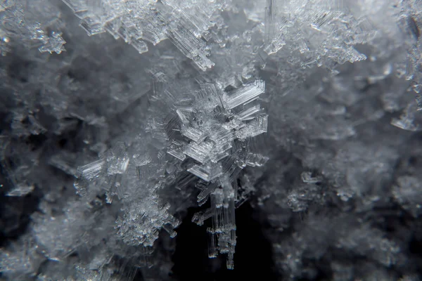 Macro Tiro Textura Cristalina Gelo Tons Frios Surto Gelo Tecnologia — Fotografia de Stock