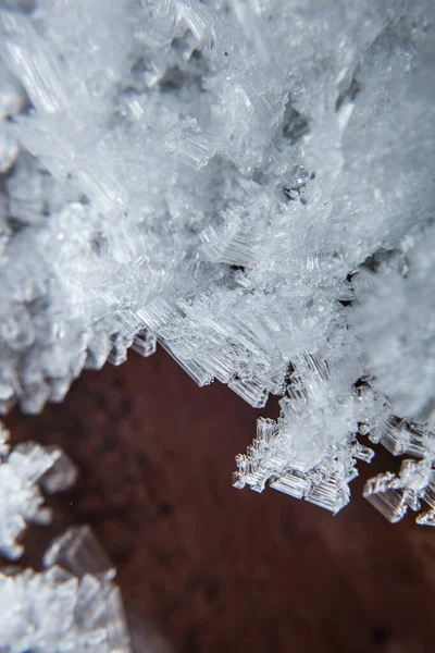 Macro Plano Textura Cristalina Del Hielo Tonos Fríos Una Consecuencia — Foto de Stock