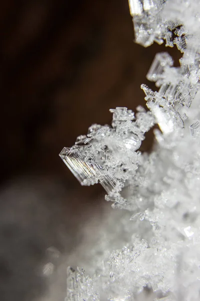 Macro Tiro Textura Cristalina Gelo Tons Frios Surto Gelo Tecnologia — Fotografia de Stock