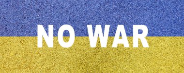 Ukrayna bayrağı için savaş yok. Savaşı durdurun. Ukrayna için dua et, beton dokusu