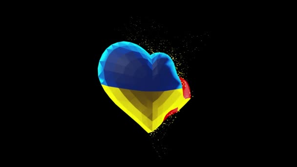 Kształt Serca Kolorach Ukraińskiej Flagi Narodowej Palenia Przywracania Symbol Pamięci — Wideo stockowe