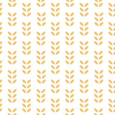 Kusursuz geometrik desen. Yulaf, buğday, tahıl, pirinç arka planı. Ambalaj kağıdı, duvar kağıdı, baskılar için buğday kulaklı basit doku. Vektör illüstrasyonu