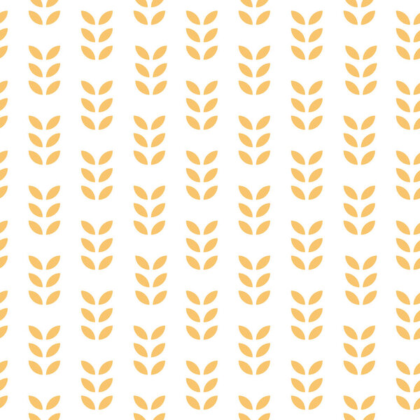 Seamless geometric pattern. Oats, wheat, grain, rice background. Simple texture with ears of wheat for wrapping paper, wallpaper, prints. Vector illustration