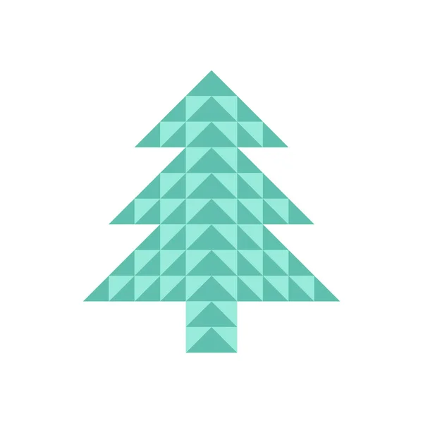 Frohe Weihnachten. Grüner geometrischer abstrakter Weihnachtsbaum. Das Mosaik ist dreieckig. Vektorillustration — Stockvektor