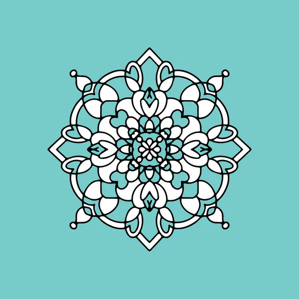 Mandala. Ornamentale runde Doodle Blume isoliert auf grünem Hintergrund. Geometrisches Kreiselement. Vektorillustration. — Stockvektor