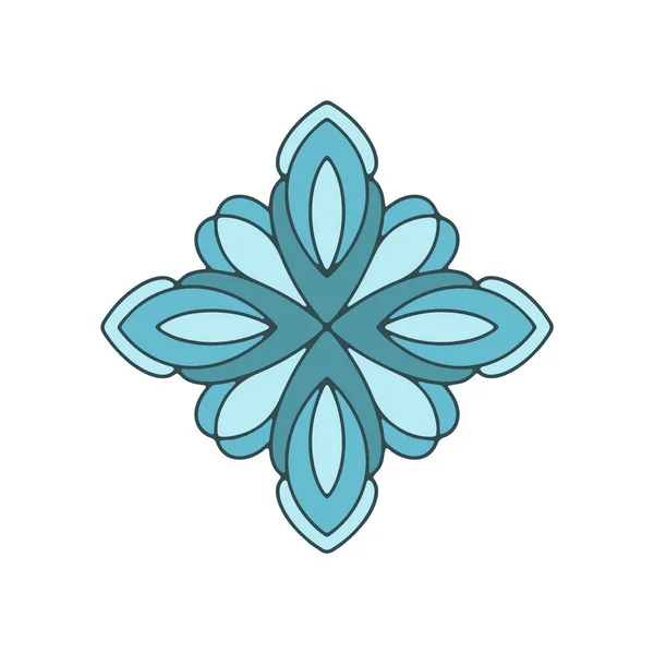 ロンバスの飾り曼荼羅。白い背景に青いドードルの花を孤立させます。幾何学的要素。ベクターイラスト. — ストックベクタ