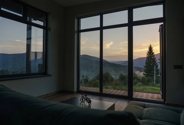 Stunning view of mountain at sunset from living room couch