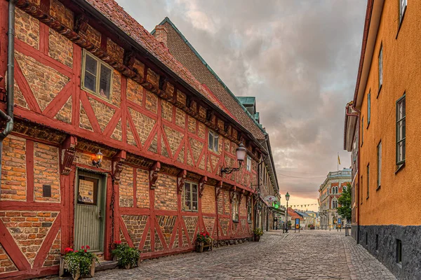 Starý Zpola Roubený Dům Centru Ystadu Úsvitu Časného Rána — Stock fotografie