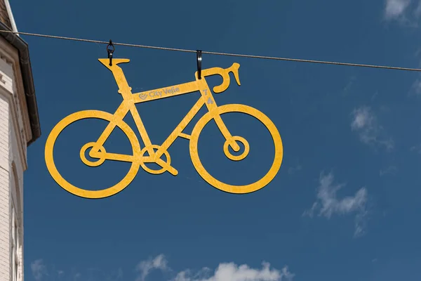 Hanging Sign Bicycle Marking Tour France Competition Vejle Denmark June — Stock Photo, Image