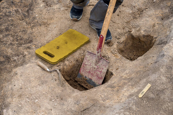 an archaeological excavation of a Viking settlement at Erritso, Denmark, June 15, 2022