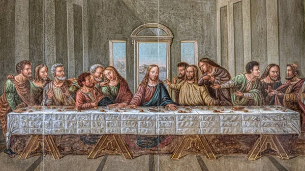 Last Supper Painting 1842 Garslev Church Denmark August 2022 — 스톡 사진