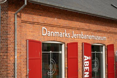 the danish Railway museum is a red brick building in Odense, Denmark, August 28, 2022