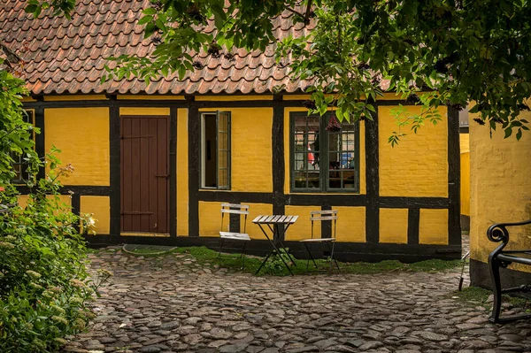 Sinal Parede Amarela Casa Andersens Odense Dinamarca Agosto 2022 — Fotografia de Stock