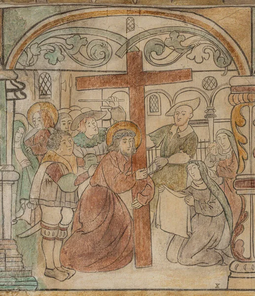 Jésus Sainte Veronica Sur Dolorosa Une Fresque 1530 Dans Église — Photo