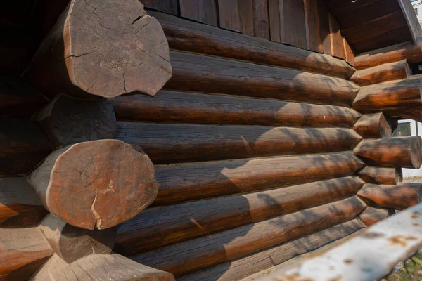 Corner Wooden House Folded Logs — Stock Photo, Image