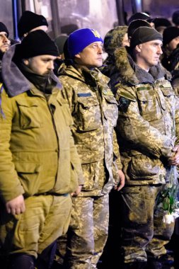 Cherkasy, Ukrayna - 24 Ocak 2015: Donbass 'taki savaştan sonra Ukrayna ordusu.