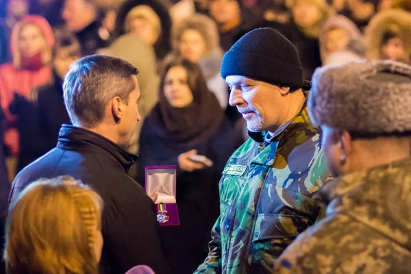 Cherkasy Ucrania Enero 2015 Concesión Orden Los Militares Ucranianos — Foto de Stock