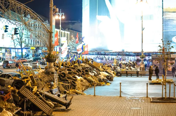 Kiev Ucrania Diciembre 2013 Barricadas Las Calles Kiev — Foto de Stock