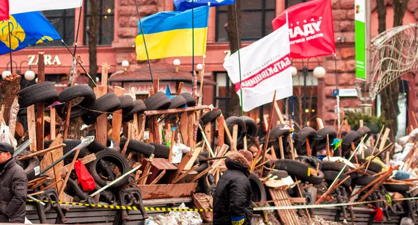 Kiev Ucrania Diciembre 2013 Barricadas Las Calles Kiev — Foto de Stock