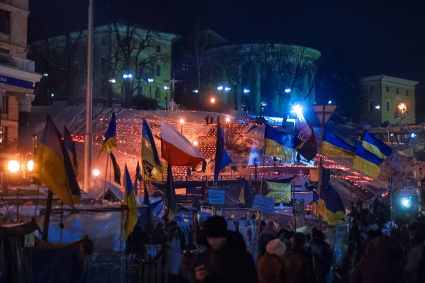 Kiev Ucrania Diciembre 2013 Banderas Ucrania Centro Kiev — Foto de Stock