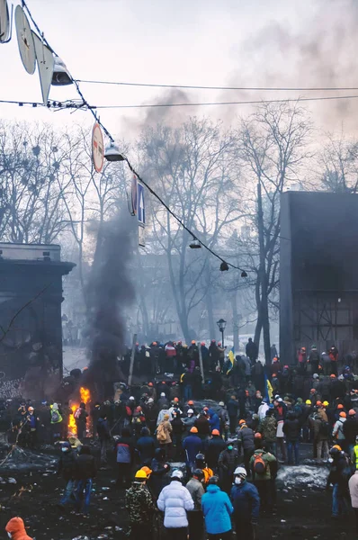 Kijev Ukrajna Január 2014 Tüntetők Kijevben Tiltakozások Kijev Központi Utcáin — Stock Fotó