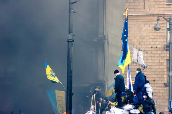 Kiev Oekraïne Januari 2014 Demonstranten Kiev Protesten Centrale Straten Van — Stockfoto
