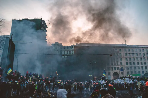 Kiev Ucrania Enero 2014 Manifestantes Kiev Protestas Las Calles Centrales —  Fotos de Stock