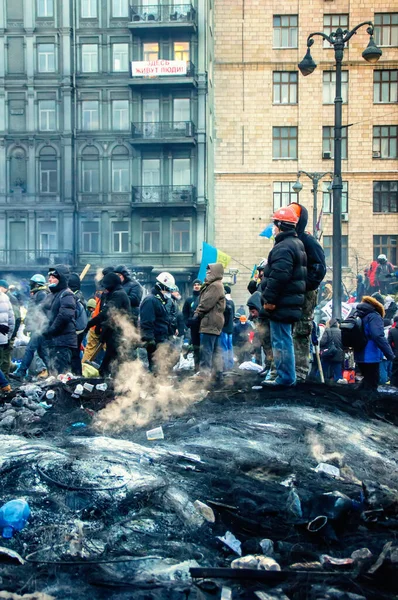 Kiev Oekraïne Januari 2014 Demonstranten Kiev Protesten Centrale Straten Van — Stockfoto