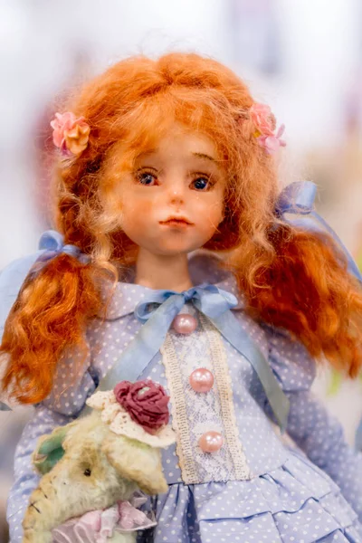 Kiev Ukraine September 2020 Author Doll Made Technique Realism Red — Stock Photo, Image