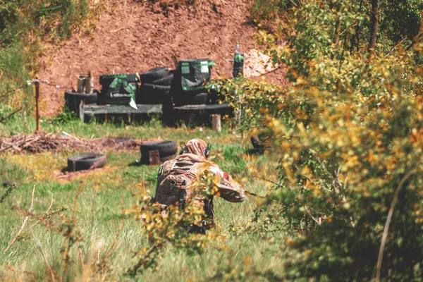 Militari Ucraini Mira Sparare Una Mitragliatrice — Foto Stock