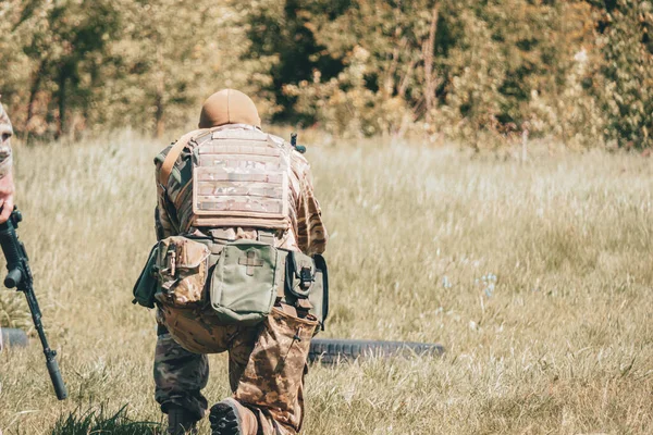 Ukrajinská Armáda Klade Cíl Střílet Kulometu — Stock fotografie