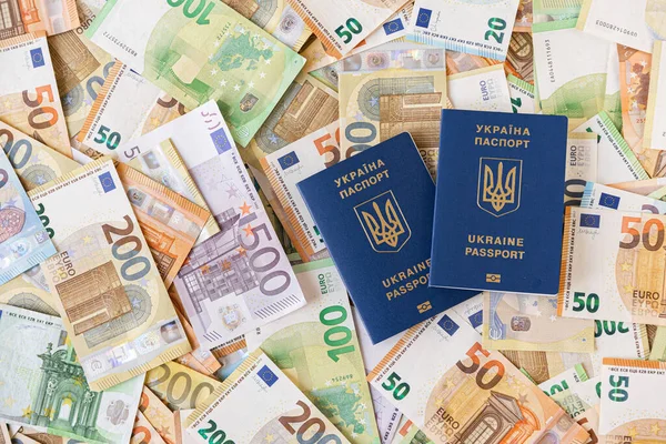Ukrayna pasaportu ve banknotları. Kimlik kartı.
