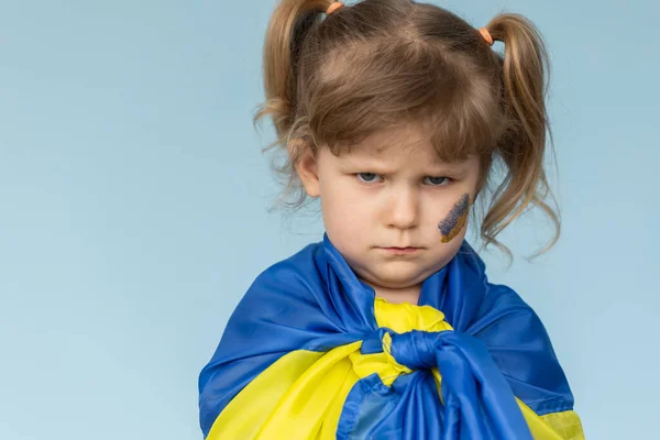 Маленькая Девочка Флагом Украины — стоковое фото
