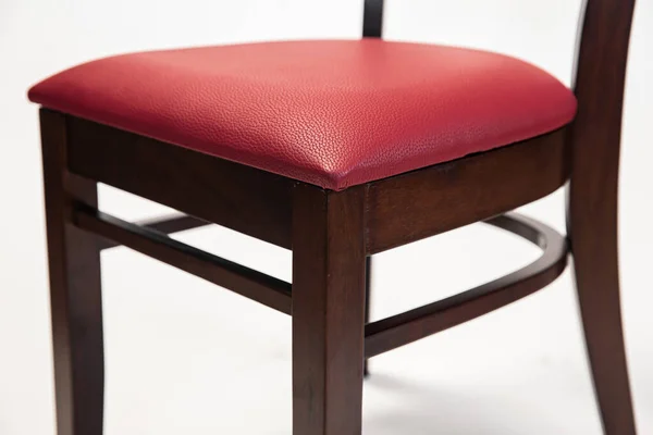 Chaise Table Bois Avec Revêtement Cuir — Photo