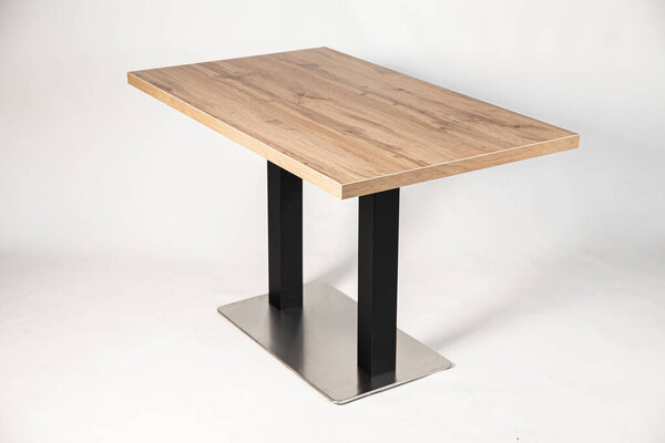 table with metallomit legs on a white background