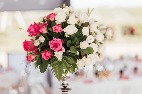 Wedding Floristica Flower Bouquet Guest Table — Stock Photo, Image